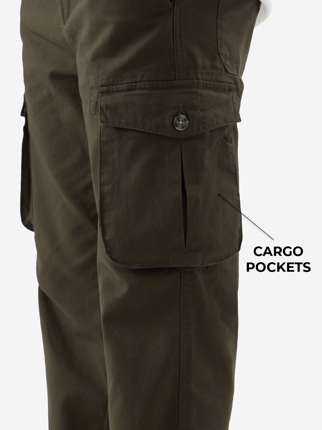 Textured Utility Pants: Military Olive Men Cargo Pants