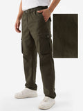 Textured Utility Pants: Military Olive Men Cargo Pants