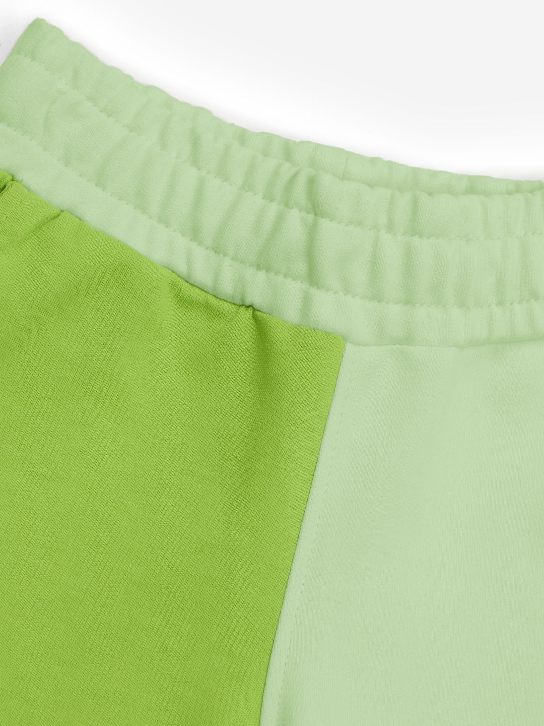Solids: Green Colourblock Girls Cotton Joggers (2-8 Yrs)