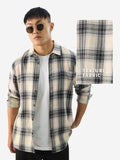 Plaid: Waffle Black Men Textured Shirts
