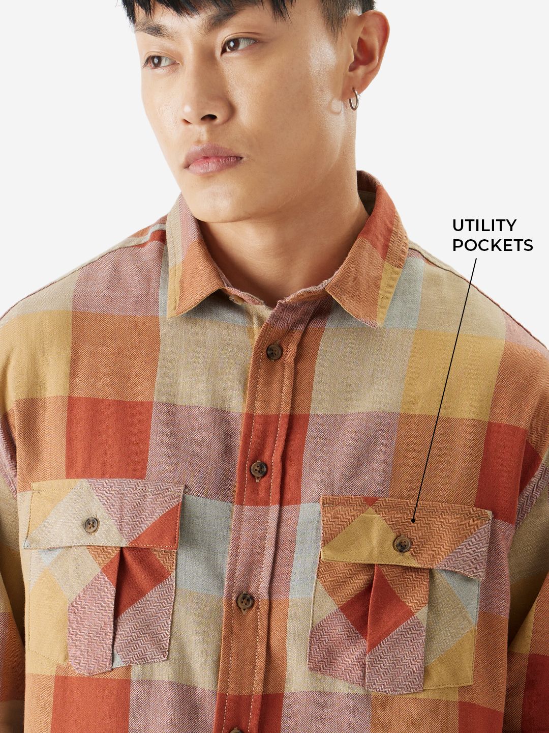Plaid: Autum Gaze Men Utility Shirts