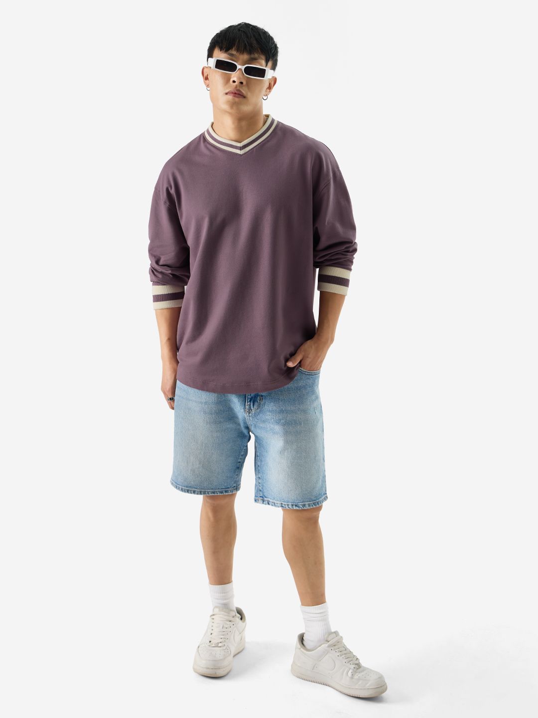 Solids: Mauve Oversized Full Sleeve T-Shirts