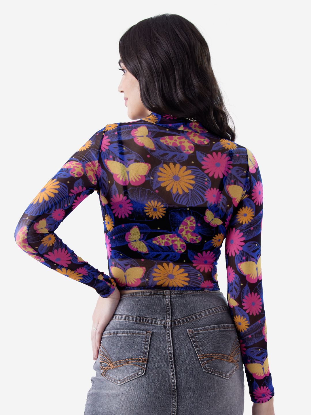 Mesh Top: Floral Night Women Fashion Tops