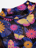 Mesh Top: Floral Night Women Fashion Tops