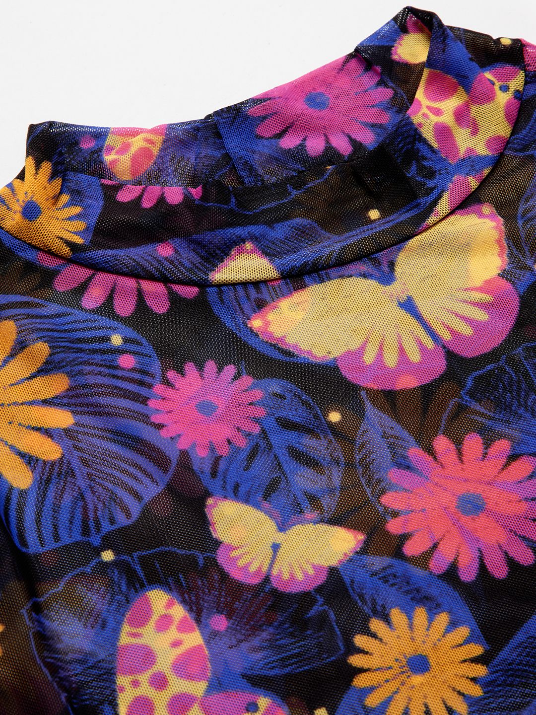 Mesh Top: Floral Night Women Fashion Tops