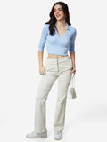 Essential Solids: Blue Women Cropped Polos