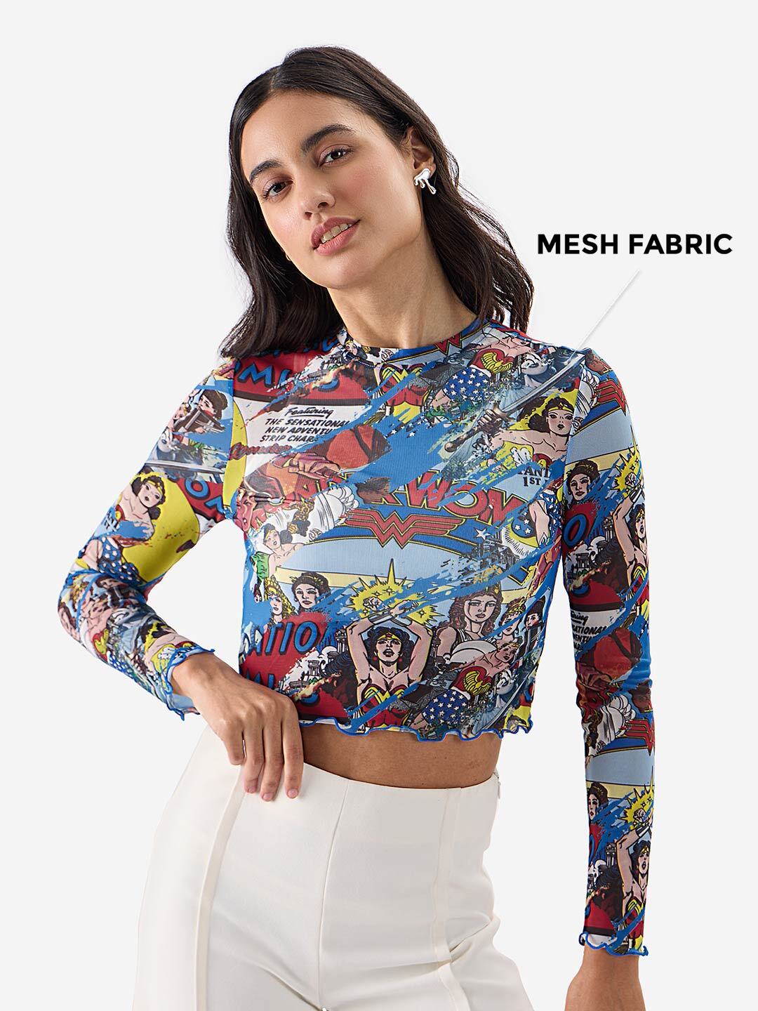 Wonder Woman: Comic Pattern Women Knit Tops