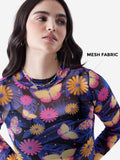 Mesh Top: Floral Night Women Fashion Tops