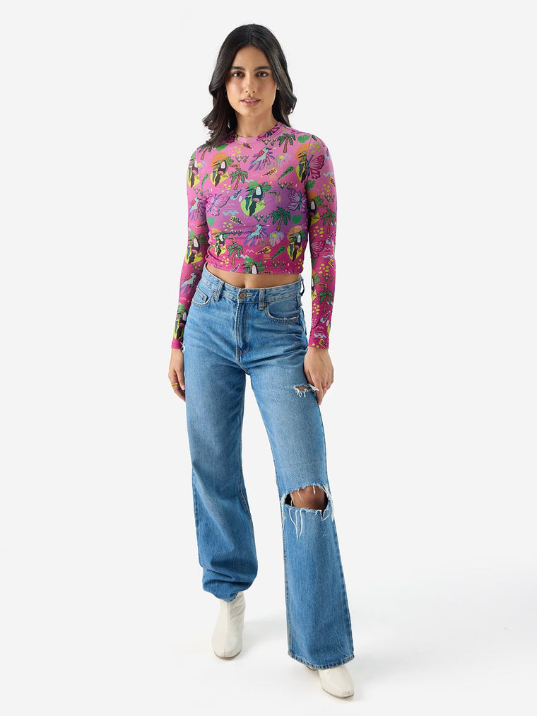 Mesh Top: Tropical Dream Women Knit Tops