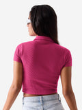 Essential Solids: Hot Pink Women Cropped Polos