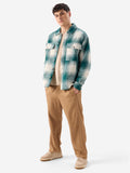 Plaid: Light Emerald And White Men Flannel Shackets