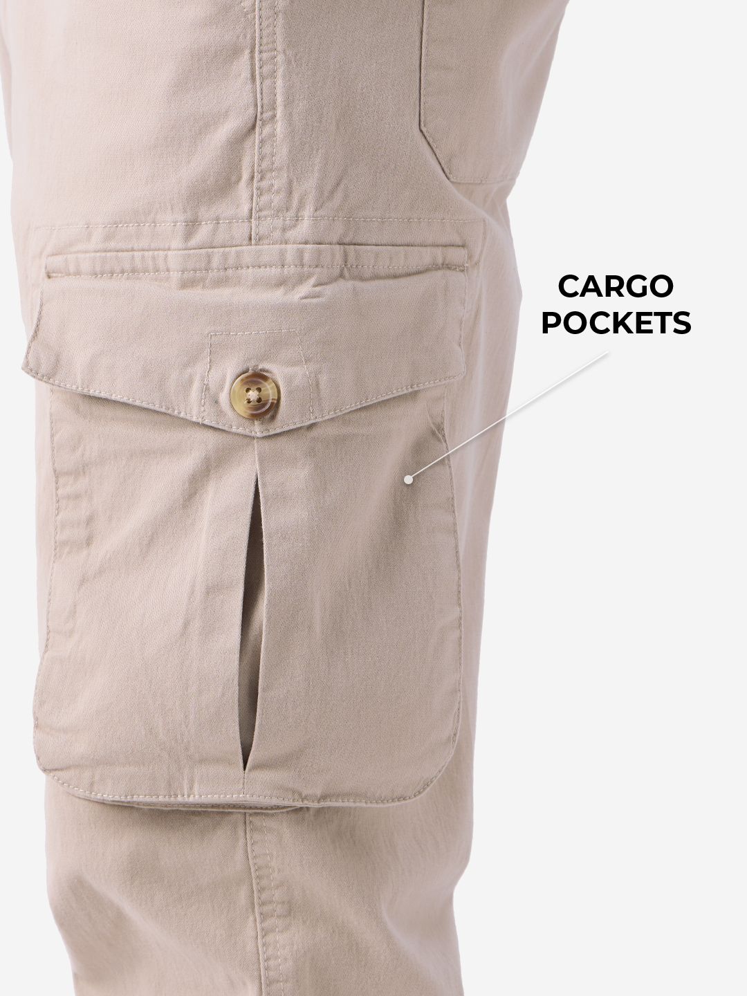 Solids: Beige Men Cargo Pants