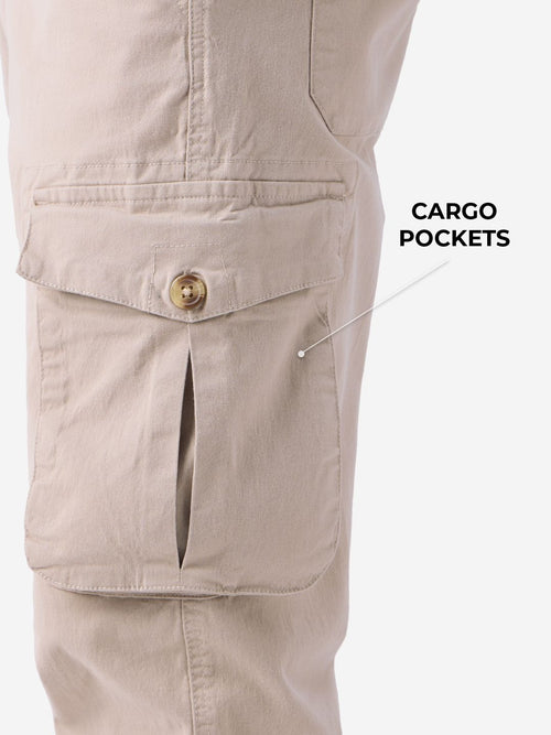 Solids: Beige Men Cargo Pants