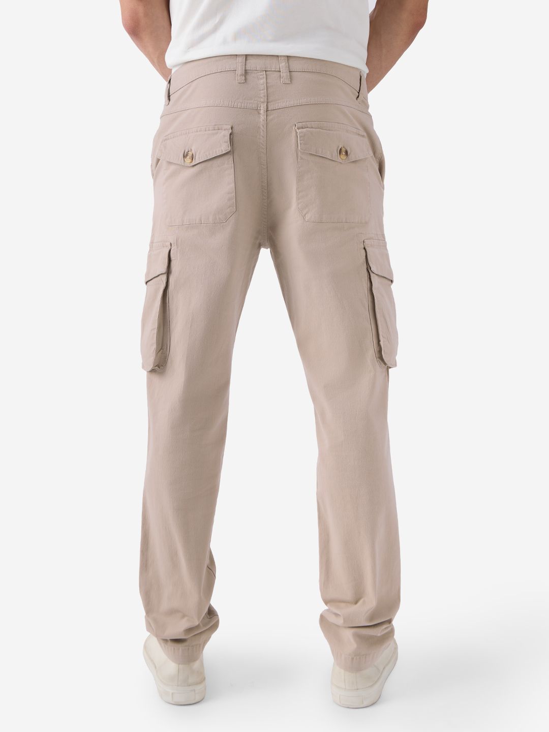 Solids: Beige Men Cargo Pants
