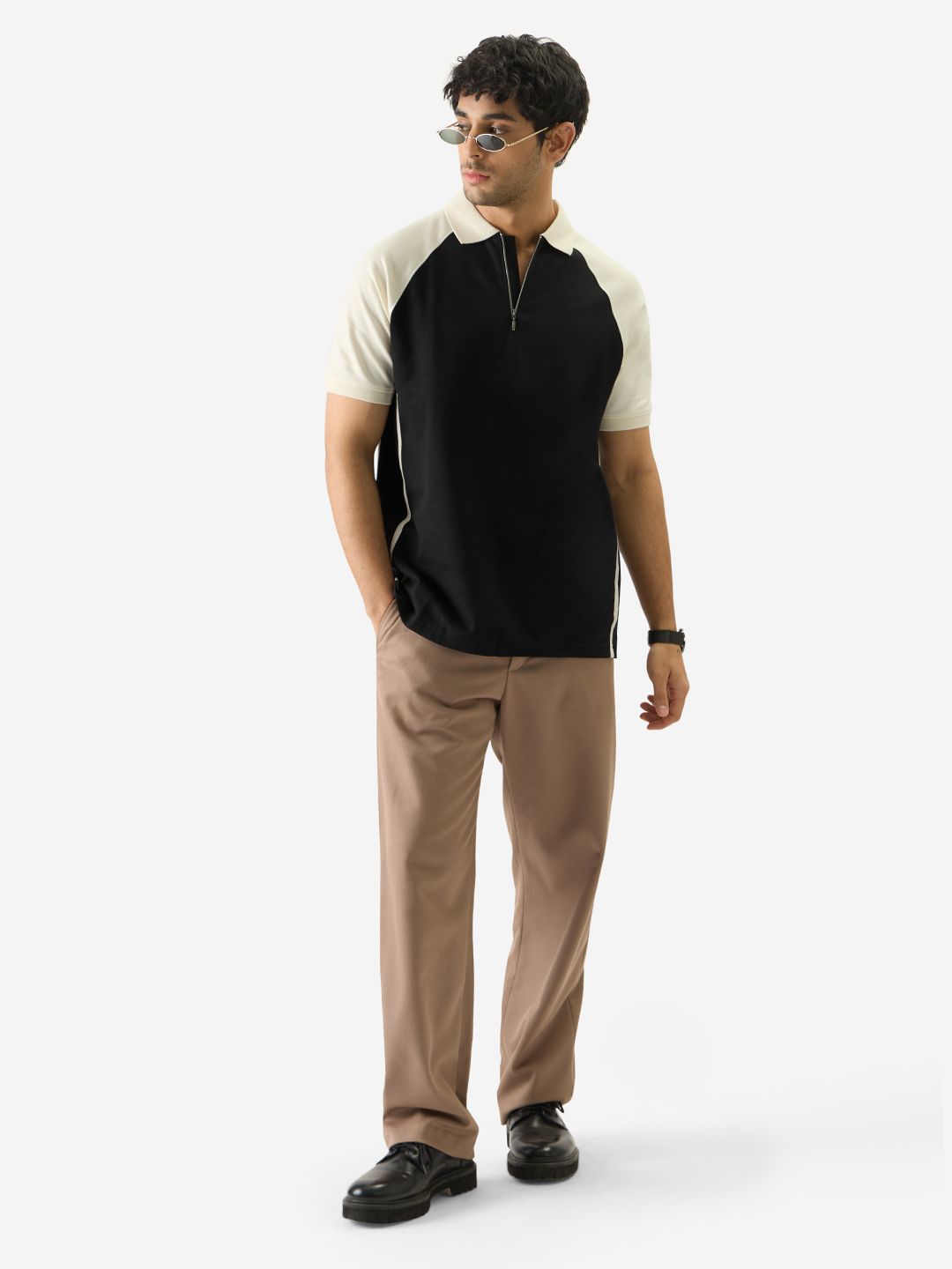 Solids: Black & White Colourblock Classic Polos