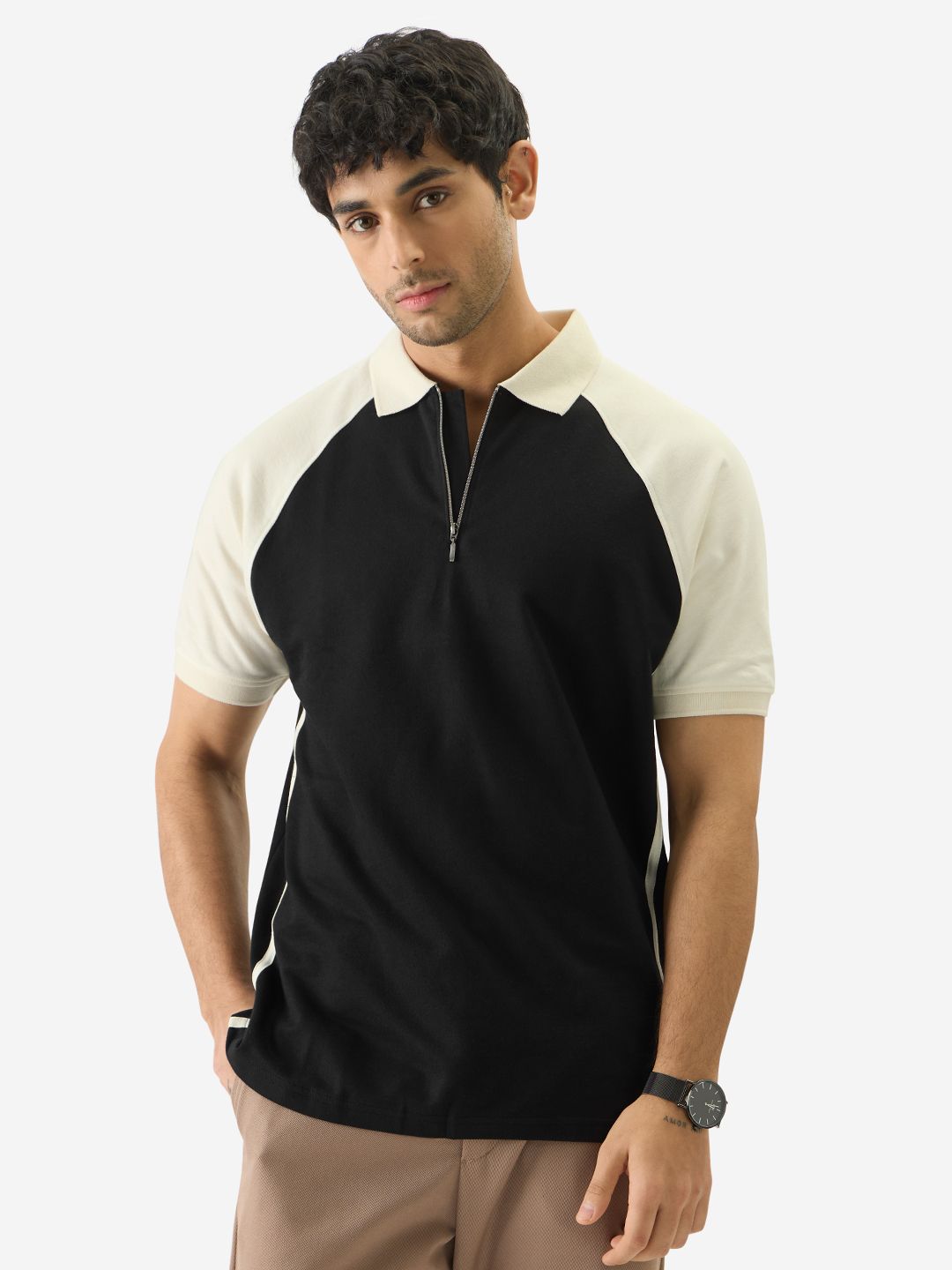 Solids: Black & White Colourblock Classic Polos