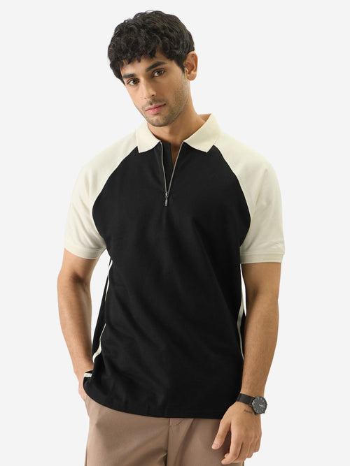 Solids: Black & White Colourblock Classic Polos