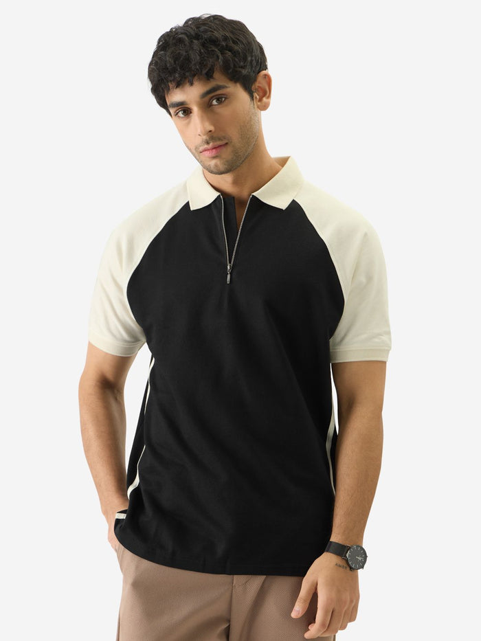 Solids: Black & White Colourblock Classic Polos