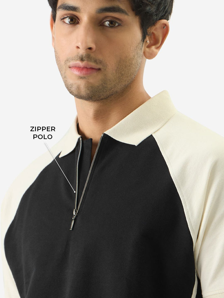 Solids: Black & White Colourblock Classic Polos