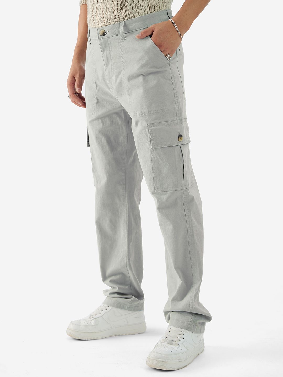Solids: Storm Grey Men Cargo Pants