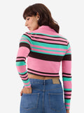 Carnation Rib-Knit Polo Women Cropped Polos