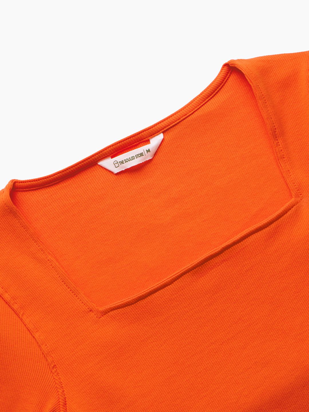 Flame Orange Ribbed Top Women Knit Tops