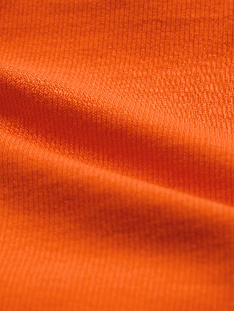 Flame Orange Ribbed Top Women Knit Tops