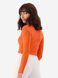 Flame Orange Ribbed Top Women Knit Tops