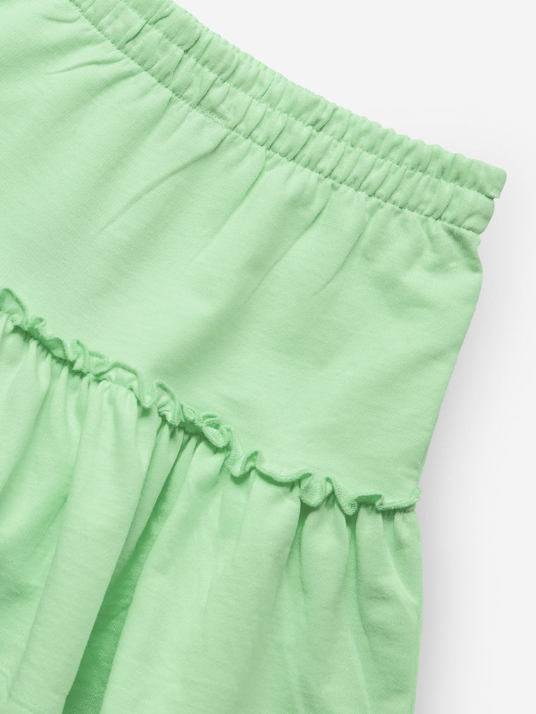 Solids: Mint Girls Cotton Tiered Skirts (2-8 Yrs)
