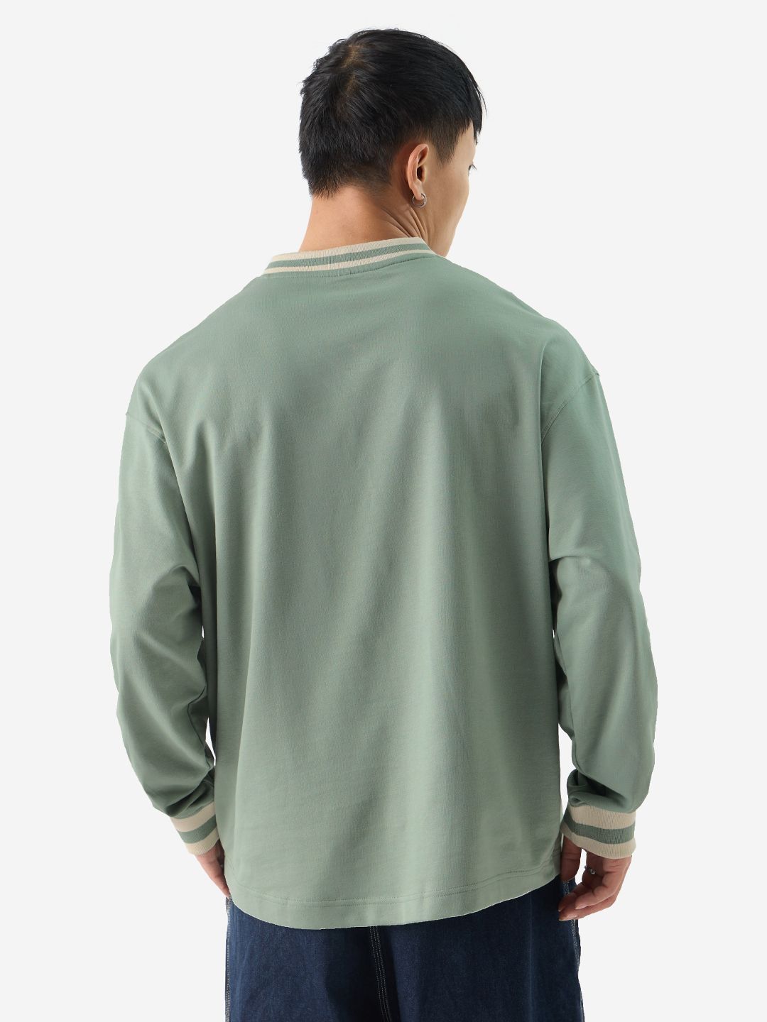Solids: Sage Green Oversized Full Sleeve T-Shirts