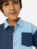 Solids: Celestial Blue (Colourblock) Boys Cotton Shirts (2-8 Yrs)