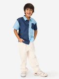 Solids: Celestial Blue (Colourblock) Boys Cotton Shirts (2-8 Yrs)