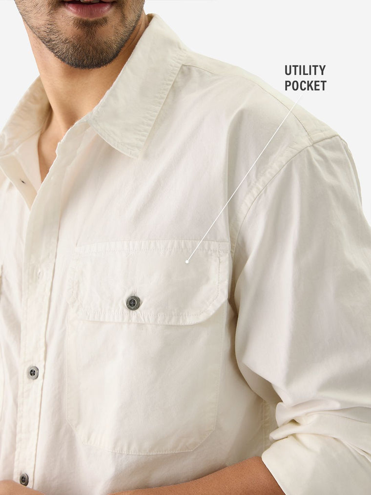 Solids: Off White Men Utility Shirts