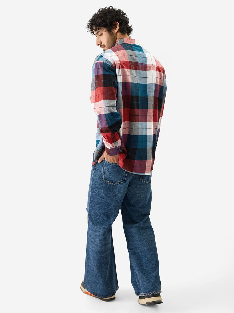 Plaid: Black, Blue and Red Men Relaxed Shirts