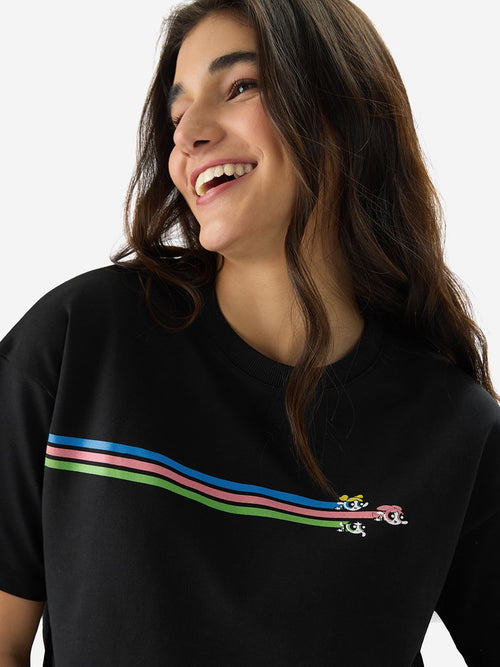 Powerpuff Girls: Saving The Day Women Oversized Cropped T-Shirts