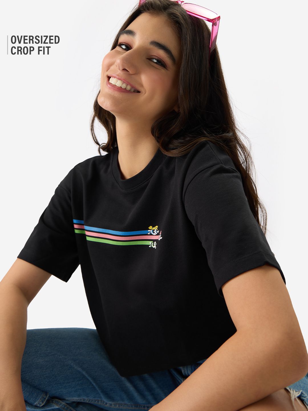 Powerpuff Girls: Saving The Day Women Oversized Cropped T-Shirts
