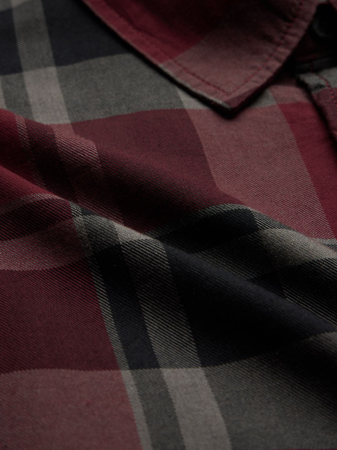 Plaid:  Red, Grey Men Relaxed Shirts