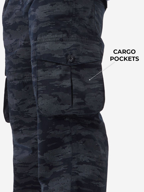 Solids: Camo Navy Men Cargo Pants