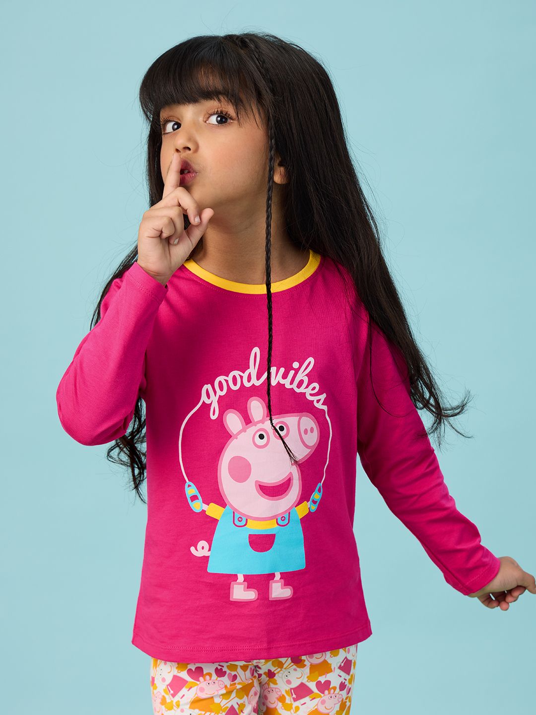 Peppa Pig: Good Vibes Girls Cotton Full Sleeve T-Shirts (2-8 Yrs)