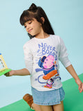 Peppa Pig: Never Bored Girls Cotton Full Sleeve T-Shirts (2-8 Yrs)