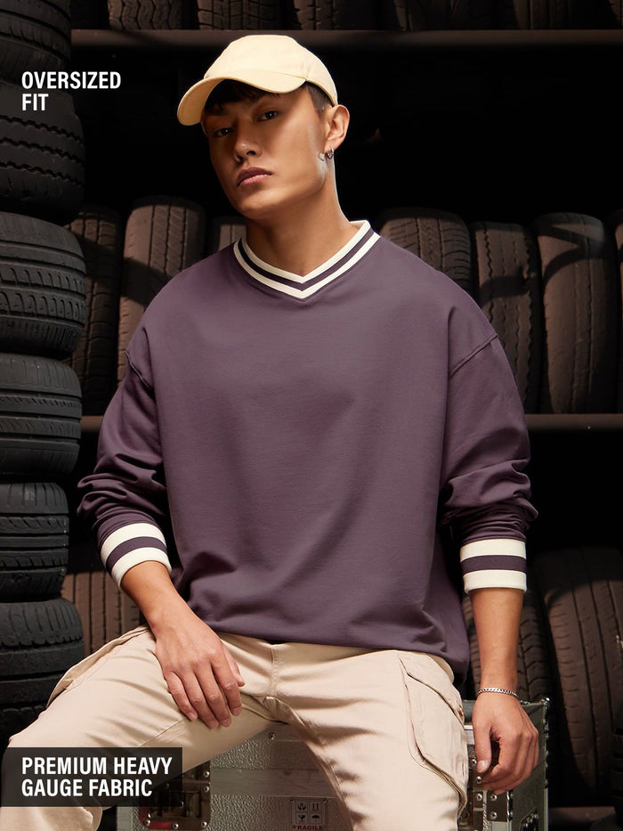Solids: Mauve Oversized Full Sleeve T-Shirts