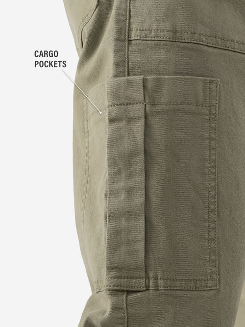 Solids: Light Olive (Straight Fit) Men Cargo Jeans