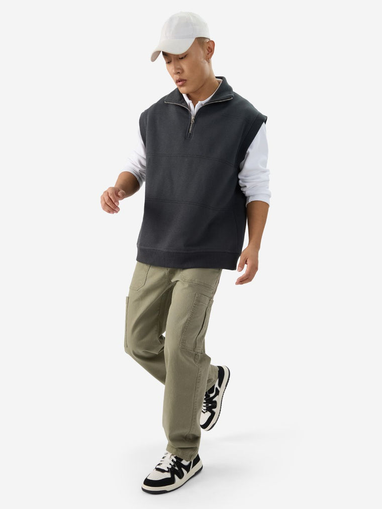 Solids: Light Olive (Straight Fit) Men Cargo Jeans