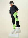 Solids: Black and Green Boys Cotton Joggers (2-8 Yrs)
