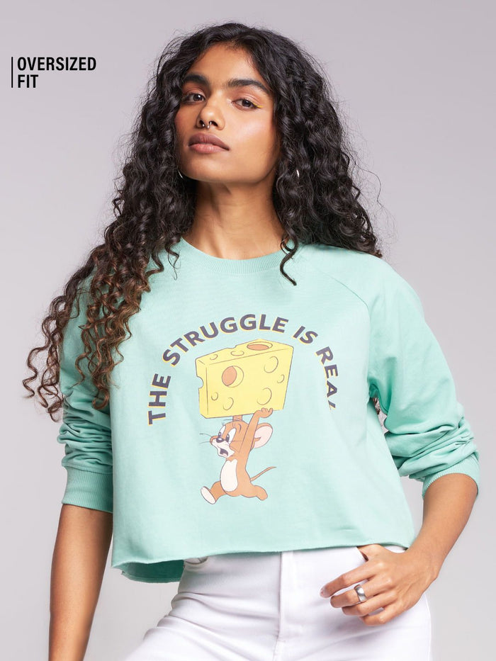 Tom & Jerry: Cheesy Jerry Women Oversized Sweatshirts