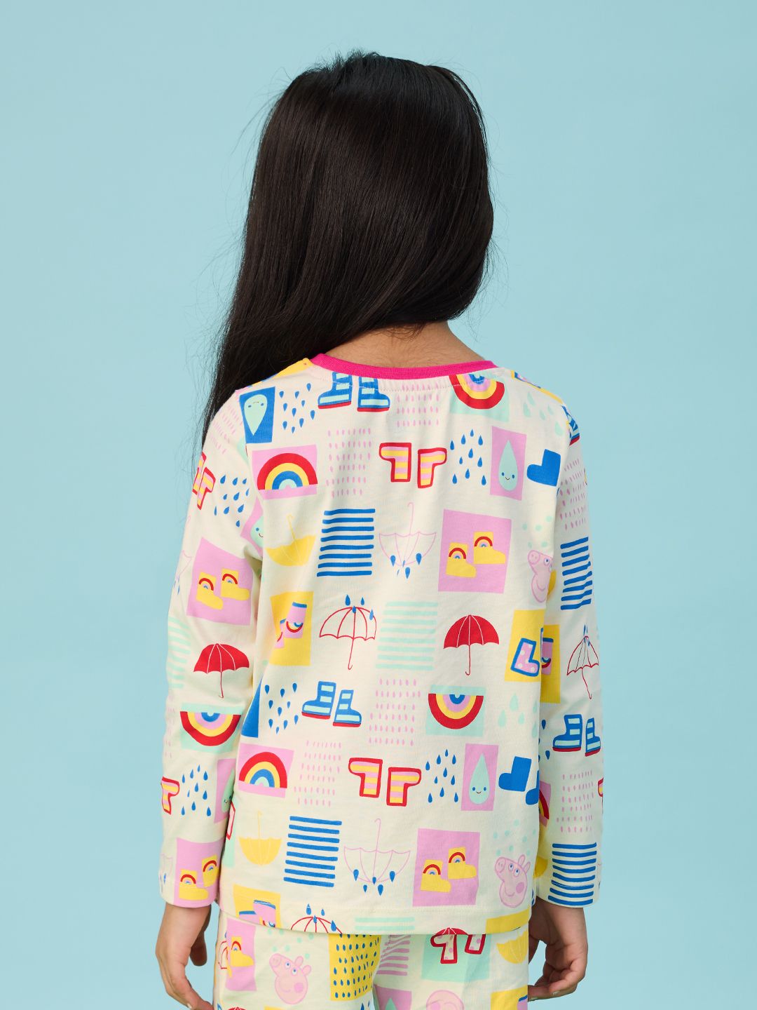 Peppa: Rainbow Splash Girls Cotton Full Sleeve T-Shirts (2-8 Yrs)