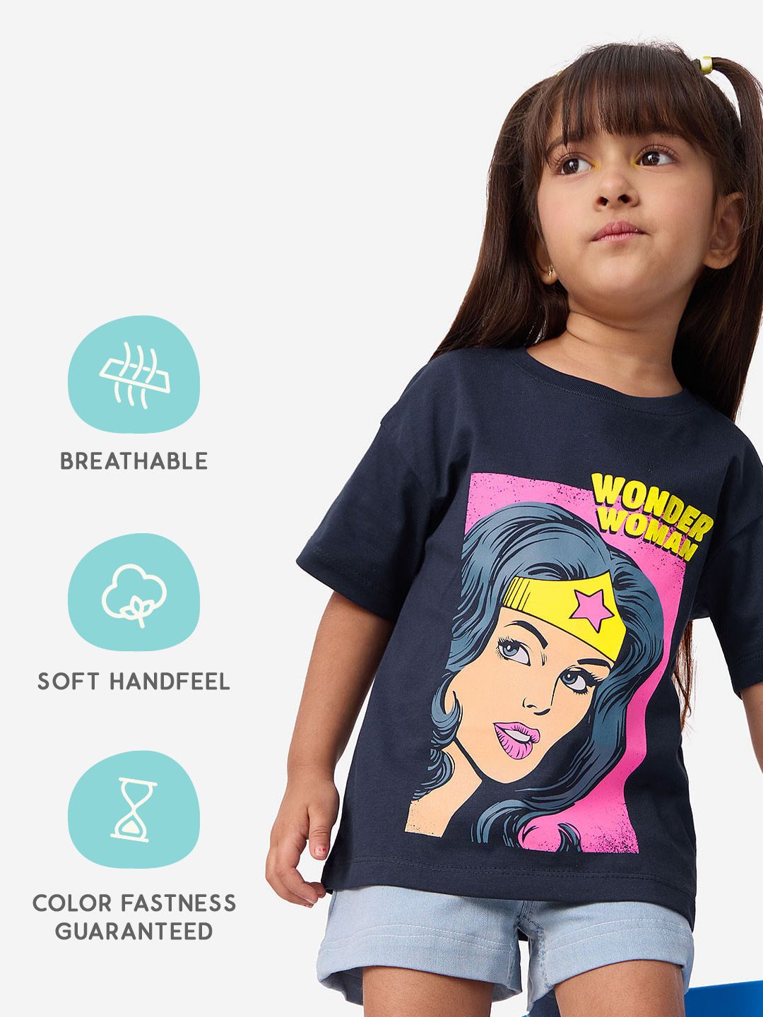 Wonder Woman: Fierce Girls Cotton T-Shirts (2-8 Yrs)