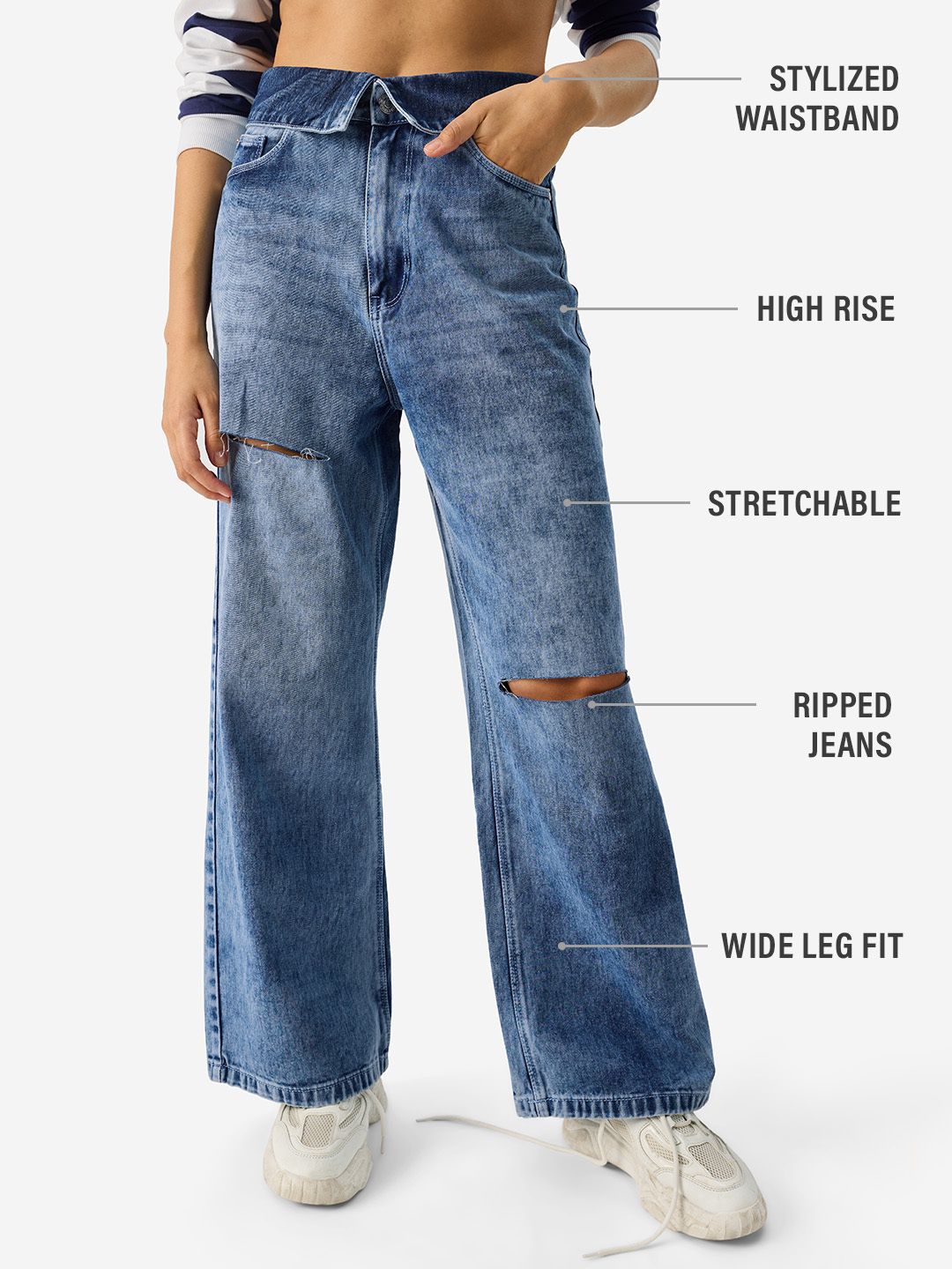 Wide-Leg Denim: Frosty Blue Women Wide Denims