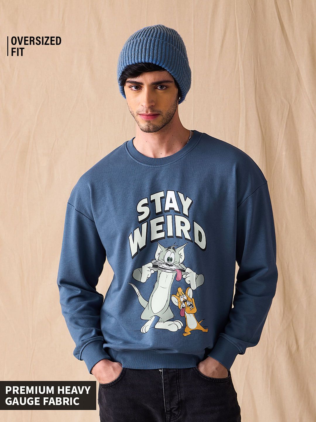 Tom And Jerry: Stay Weird Men Oversized Sweatshirts