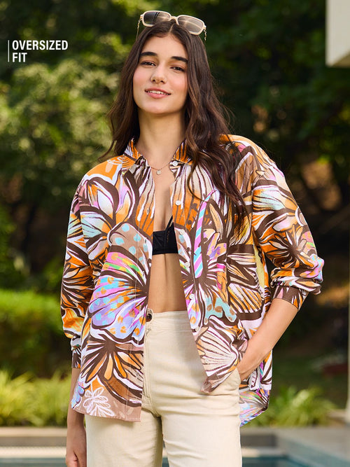 TSS Originals: Floral Mirage Women Oversized Shirts